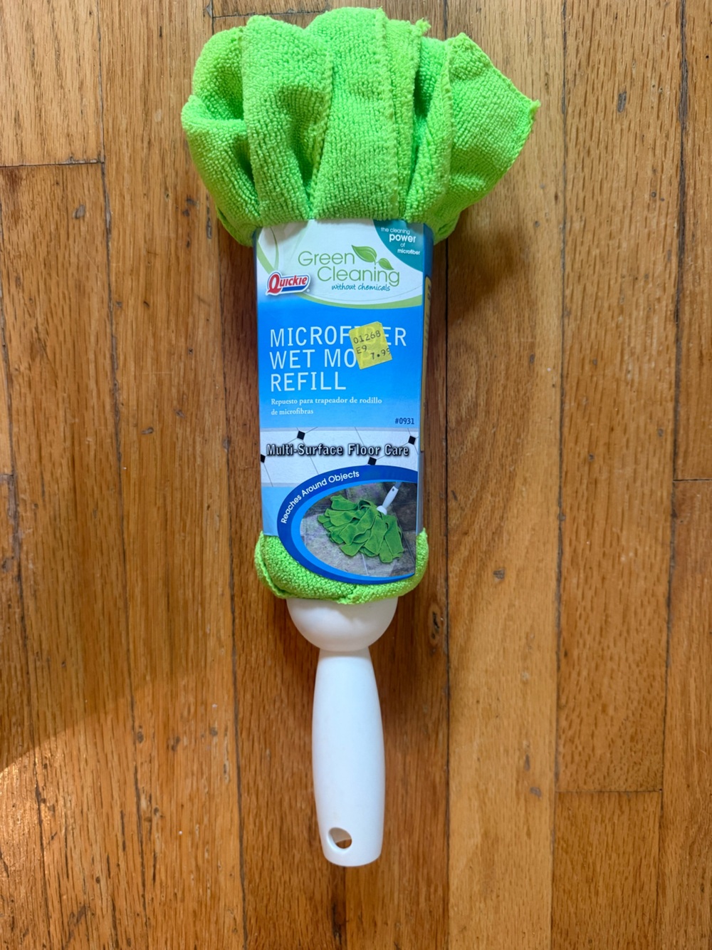 Vintage Quickie Automatic Wet Mop Refill Model 0931 Microfiber Head (Green/White